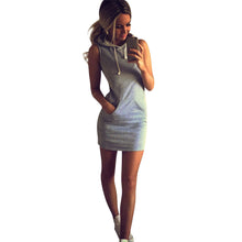 Women Sleeveless Party Gown Dress Casual Beach Short Mini Gray Dress 1STL ELY
