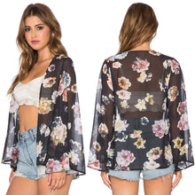 Women Top Blouse Flower Printed Chiffon Kimono Cardigan 1STL ELY