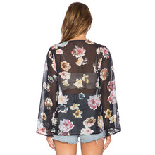 Women Top Blouse Flower Printed Chiffon Kimono Cardigan 1STL ELY