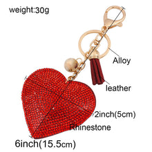 Trending Women Key Chain Love Heart Pendant Leather Rhinestone Bag Keychains Gift Jewelry 1STL ELY