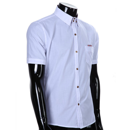 Mens Luxury Casual Fastener Slim Fit Stylish Short Sleeve Shirt British Style Cotton Blend Men Shirts 1STL ELY