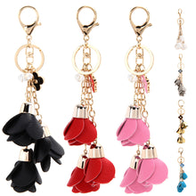 Camellia Leather Keychain Bag Pendant Car Ornaments Long Key Chain Best Gift to Friends 1STL ELY