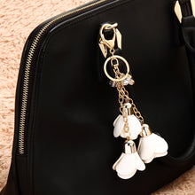 Camellia Leather Keychain Bag Pendant Car Ornaments Long Key Chain Best Gift to Friends 1STL ELY