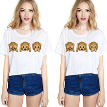 Factory Direct Selling Women Top Emoji Monkeys Icon Smiley T-Shirt 1STL ELY