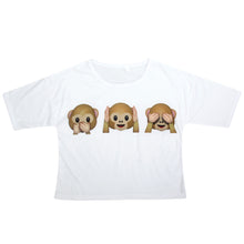 Factory Direct Selling Women Top Emoji Monkeys Icon Smiley T-Shirt 1STL ELY
