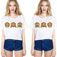 Factory Direct Selling Women Top Emoji Monkeys Icon Smiley T-Shirt 1STL ELY