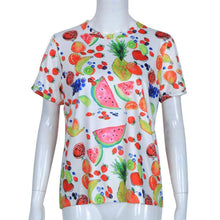 Crew Neck Fruits Print Tee Shirt Womens Casual Clothing Tops Multicolor Short Sleeve T-shirt 1STL ELY