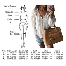 Hollow Lace Stitching Long-sleeved Top Shirt White V-Neck Women Shirts Tops 1STL ELY