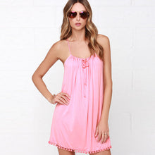 Living Sexy Slip Tassel Mini Dress Spaghetti Strap Dress 1STL ELY