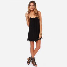 Living Sexy Slip Tassel Mini Dress Spaghetti Strap Dress 1STL ELY