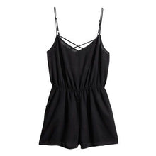 Solid Color Black Suspenders Piece Pants Chiffon Shorts Jumpsuits1STL ELY