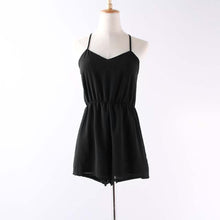 Solid Color Black Suspenders Piece Pants Chiffon Shorts Jumpsuits1STL ELY