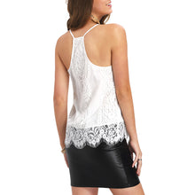Spagettic Strap Crochet Lace Hem Cami Top White Lace Solid Camis 1STL ELY