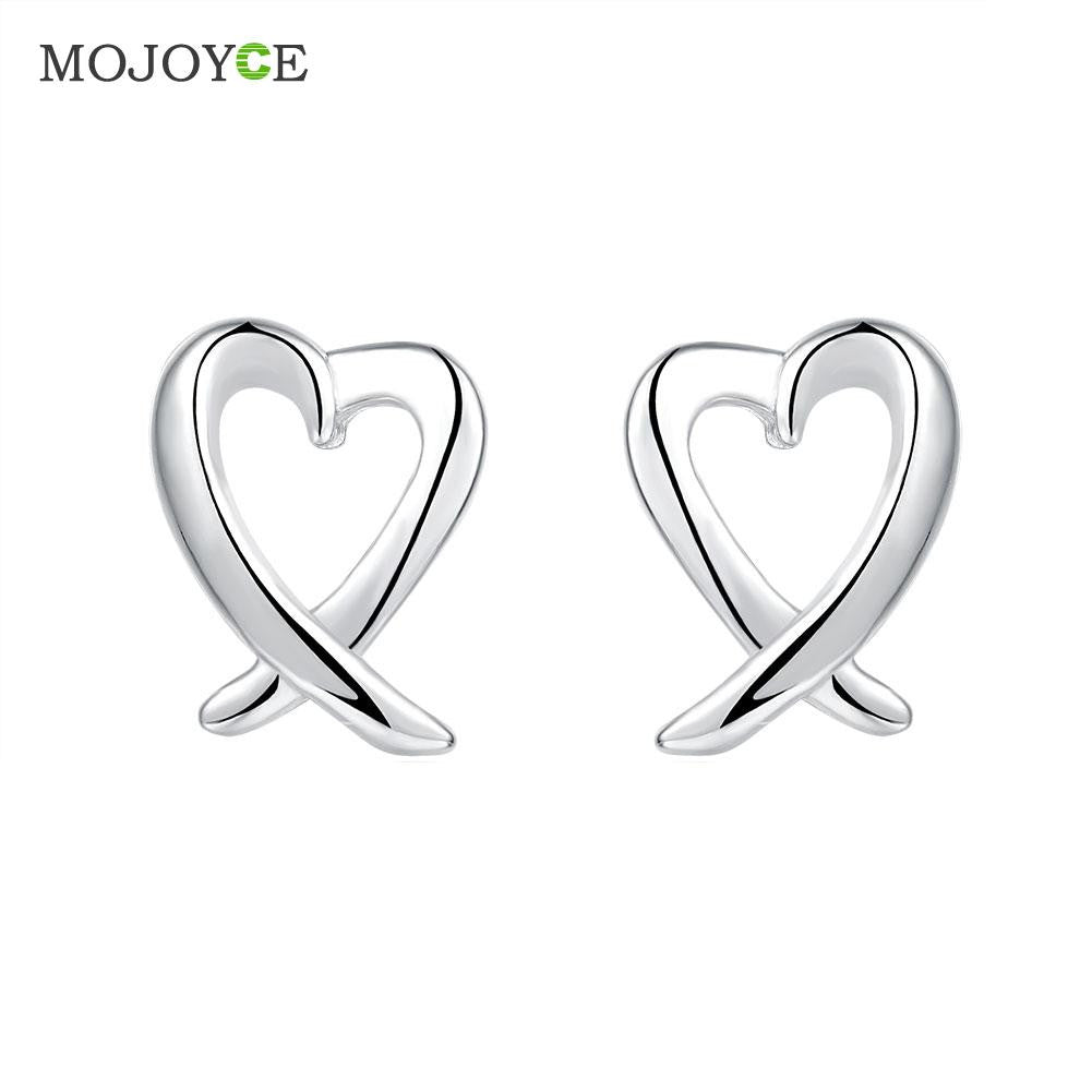 Style Silver plated Heart Shapes Earrings LKNSPCE055 ELY