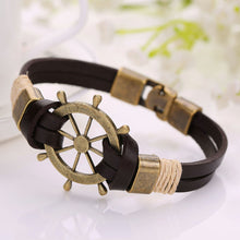Top Selling Hand-woven Alloy Braided Leather Bracelet 1STL ELY