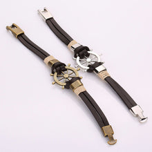 Top Selling Hand-woven Alloy Braided Leather Bracelet 1STL ELY