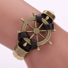Top Selling Hand-woven Alloy Braided Leather Bracelet 1STL ELY