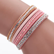 Women Alloy Crystal Top Magnetic Leather Bracelets Alloy Wide Multilayey Bangles Jewelry 1STL ELY