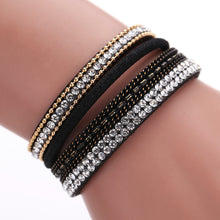 Women Alloy Crystal Top Magnetic Leather Bracelets Alloy Wide Multilayey Bangles Jewelry 1STL ELY