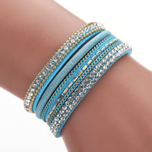 Women Alloy Crystal Top Magnetic Leather Bracelets Alloy Wide Multilayey Bangles Jewelry 1STL ELY