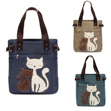 Women Bag Handbag Canvas Bag With Cute Cat Appliques Portable Causal Ladies Clutch Small bolsa feminina 1STL ELY