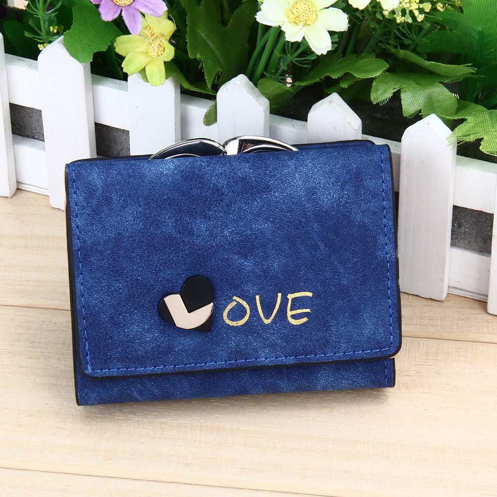 Women Heart Wallets Nubuck Leather Wallet Women's Short Design Purse Retro Clutch Card Holder Purse 1STL ELY