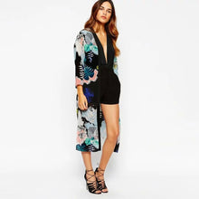Floral Print Kimono Cardigan Long Beach Top Cover Up Jacket 1STL ELY
