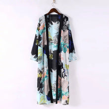 Floral Print Kimono Cardigan Long Beach Top Cover Up Jacket 1STL ELY