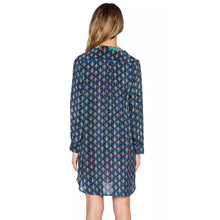 Women Long Sleeve Vestidos V-neck Vintage Dresses Loose Print Kimono Chiffon Green Women Dress Dress 1STL ELY