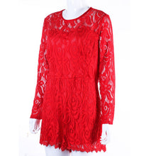 Popular Full Sleeve Patchwork Lace Jumpsuit Sexy Plus Size Bodysuit ELY