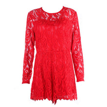 Popular Full Sleeve Patchwork Lace Jumpsuit Sexy Plus Size Bodysuit ELY