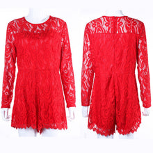 Popular Full Sleeve Patchwork Lace Jumpsuit Sexy Plus Size Bodysuit ELY