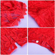 Popular Full Sleeve Patchwork Lace Jumpsuit Sexy Plus Size Bodysuit ELY