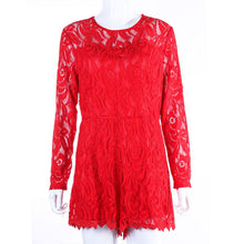 Popular Full Sleeve Patchwork Lace Jumpsuit Sexy Plus Size Bodysuit ELY