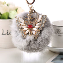 Fur Fluffy Rabbit Hair 9 cm Pompom Ball Key Chain Car Strap Bag Charms for Gift1STL ELY