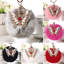 Fur Fluffy Rabbit Hair 9 cm Pompom Ball Key Chain Car Strap Bag Charms for Gift1STL ELY