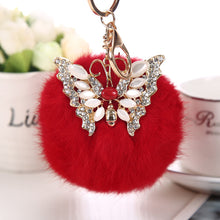 Fur Fluffy Rabbit Hair 9 cm Pompom Ball Key Chain Car Strap Bag Charms for Gift1STL ELY