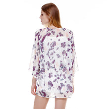 Flower Print Kimono Chiffon Shirts Women Sleeve Bat Cardigan Women Blouses ELY