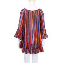 Beach Dress Rainbow Multicolor Ruffles Chiffon Dress Off The Shoulder Spaghetti Strap Casual Loose Dress Vestidos ELY