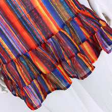 Beach Dress Rainbow Multicolor Ruffles Chiffon Dress Off The Shoulder Spaghetti Strap Casual Loose Dress Vestidos ELY