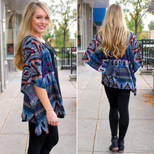 Long Chiffon Women Ethnic Print Pattern Kimono Cardigan 1STL ELY