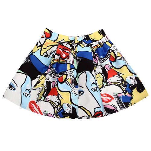 MIni Graffiti Print Skirts Graffiti Print Pleated Mini Skater Skirts Vintage Graffiti Skirt Colorful Skater Skirt ELY