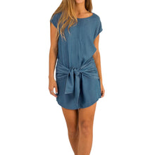 style Loose Short Sleeve Women Denim Jeans Dress O Neck Washed Beaded Elegant Evening Party Lady Dresses ELY