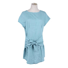 style Loose Short Sleeve Women Denim Jeans Dress O Neck Washed Beaded Elegant Evening Party Lady Dresses ELY