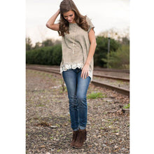 Top Selling Short Sleeve Lace Stitching T-shirt Lace Cotton Blend O-Neck Women T-Shirt ELY