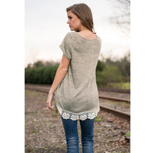 Top Selling Short Sleeve Lace Stitching T-shirt Lace Cotton Blend O-Neck Women T-Shirt ELY