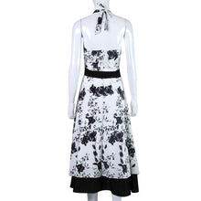 Women Halter Dress Hit Color Printing Large Swing Dress 1STL ELY