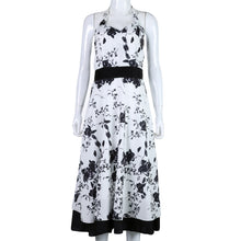 Women Halter Dress Hit Color Printing Large Swing Dress 1STL ELY