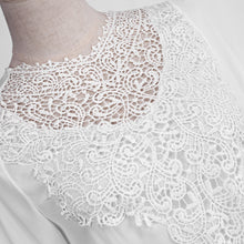 Womens Lace Gauze Chiffon Dress Solid White Style Dress Long Sleeve Deep V Neck Vestidos Elegant Ladies Dresses ELY