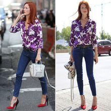 est design Women Blouse Feminine Flower Printed Top Loose Women Shirt ELY